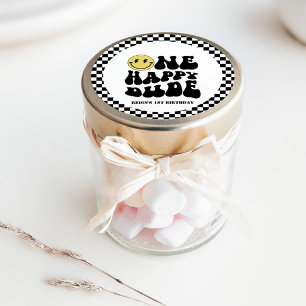 One Happy Dude   Boys Rad Kids 1st Birthday Classic Round Sticker