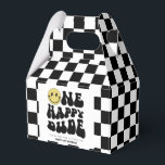 One Happy Dude | Boys Rad Kids 1st Birthday Favour Box<br><div class="desc">Are you celebrating your happy little dude? Explore our collection of fun and totally rad birthday stationery and party supplies for the ultimate first birthday celebration! This design features a stellar smile,  groovy typography and black and white chequered patterns! Perfect for your party favours and giveaways.</div>