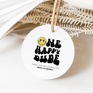 One Happy Dude   Boys Rad Kids 1st Birthday Favour Tags