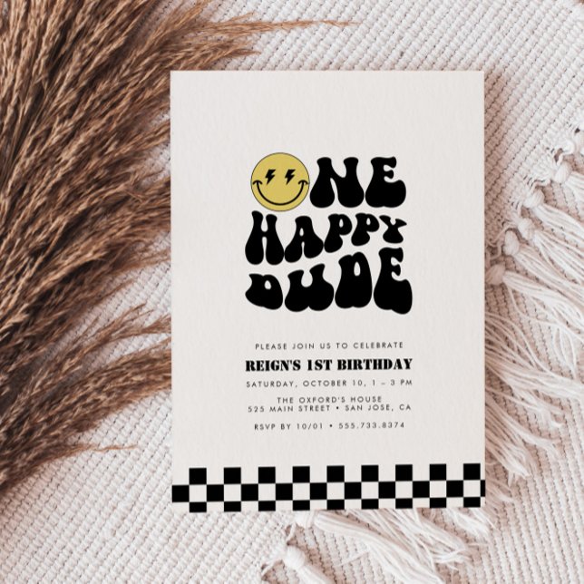 One Happy Dude | Boys Rad Kids 1st Birthday Invitation (Available for print & instant digital download!)