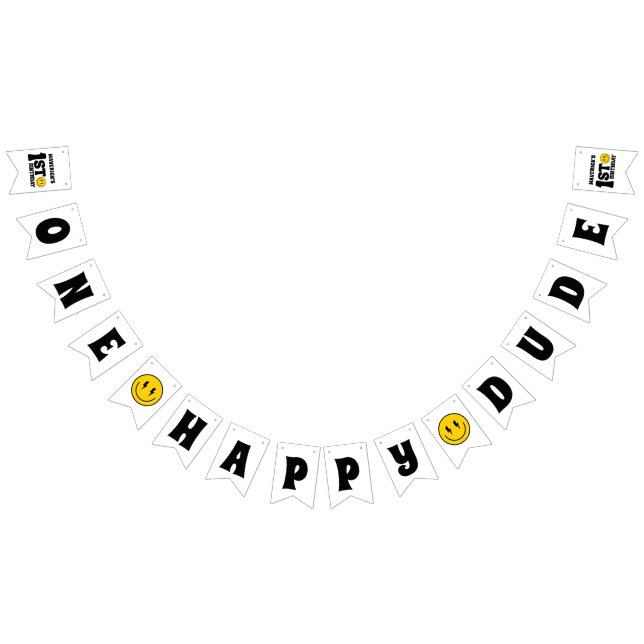 One Happy Dude Boy's Retro 1st Birthday  Bunting (All)