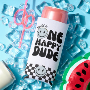 One Happy Dude First Birthday Happy Face Seltzer Can Cooler