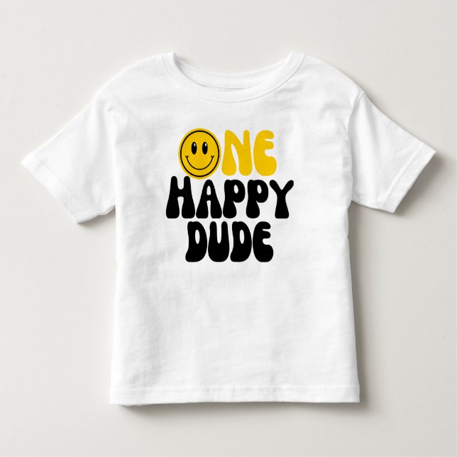 One Happy Dude First Birthday Toddler T-Shirt (Front)