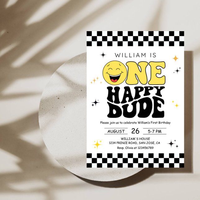 One Happy Dude - Fun 1st Birthday Boy Party Invitation (Creator Uploaded)