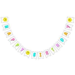 One Happy Dude/Gal 1st Birthday Rainbow Smiley Bunting