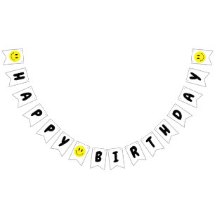 One Happy Dude/Gal 1st Birthday Yellow Smiley Bunting