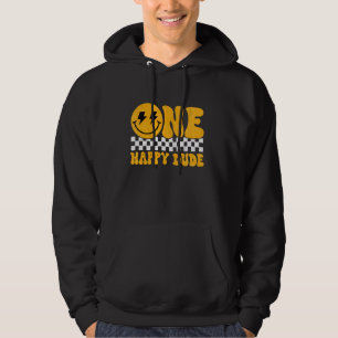 One Happy Dude Groovy 1st Birthday Boys Girls Kid Hoodie