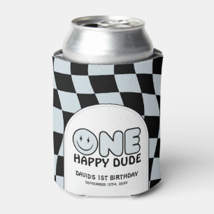 One Happy Dude Groovy Happy Face Boy Birthday Can Cooler