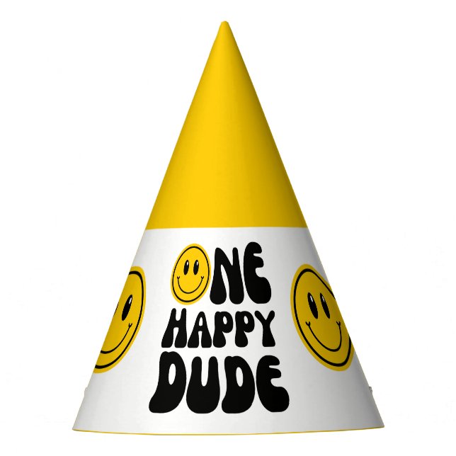 One Happy Dude Happy Face Birthday Party Hat (Front)