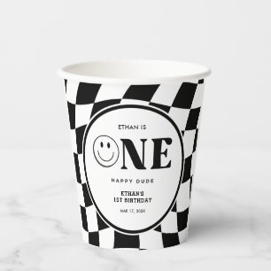 One Happy Dude Happy Face Boy 1st Birthday  Paper Cups