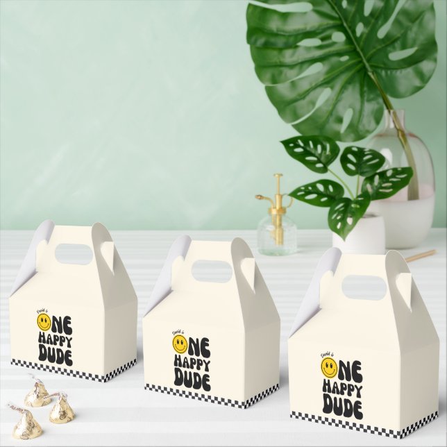 One Happy Dude Happy Face Boy First Birthday  Favour Box (Multiple)