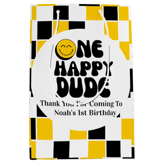 One Happy Dude Personalised Birthday Medium Gift Bag (Front)