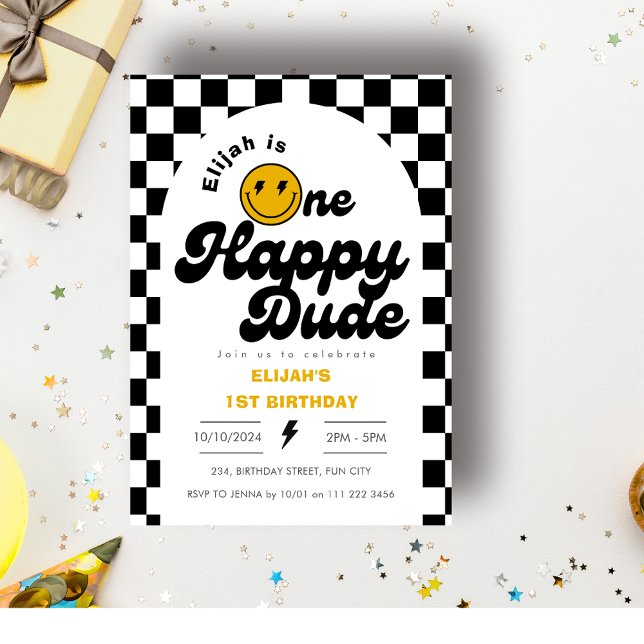 One Happy Dude Rad Boy 1st Birthday Invitation (One Happy Dude Rad Boy 1st Birthday Invitation)
