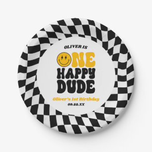 One Happy Dude Retro Arch First 1st Birthday Party Paper Plate