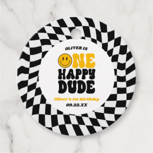 One Happy Dude Retro First 1st Birthday Party Favour Tags