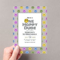 "One Happy Dude!" Retro Smile Face 1st Birthday