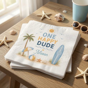One Happy Dude Surf Beach Birthday Party Napkin