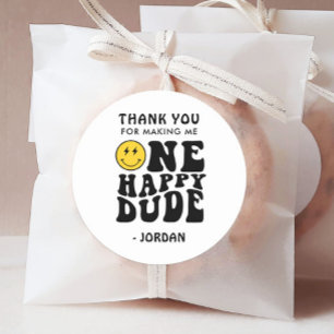 One Happy Dude Thank You Favour Classic Round Sticker