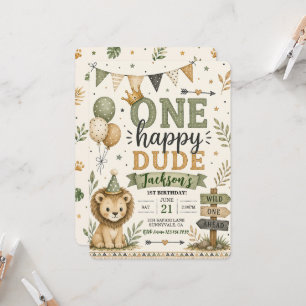 One Happy Dude Wild One Boho 1st Birthday Invitation