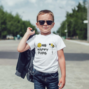 One Happy Dude Yellow Smile First 1st Boy Birthday Baby T-Shirt