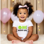 One Happy Gal 1st Birthday Green Smiley Baby T-Shirt<br><div class="desc">We are always adding new designs weekly!</div>