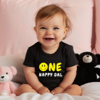 One Happy Gal 1st Birthday Yellow Smiley