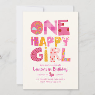 One Happy Girl 1st Birthday Party Invitation