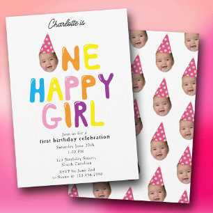 One Happy Girl Birthday Invite 1st Birthday Photo 