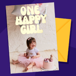One Happy Girl Custom Photo 1st Birthday Gold