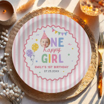 One Happy Girl Pink Colourful 1st Birthday