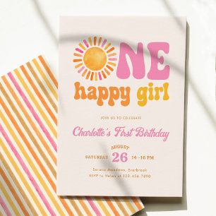 One Happy Girl Sunshine 1st Birthday Invitation