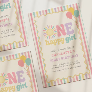 One Happy Girl Sunshine First Birthday Invitation
