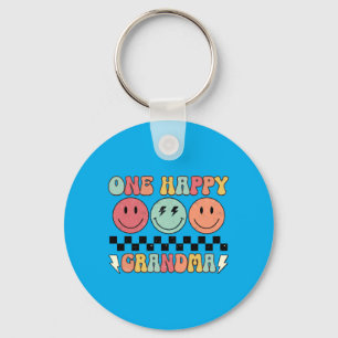 One Happy Grandma Groovy 1st Birthday Dude Key Ring
