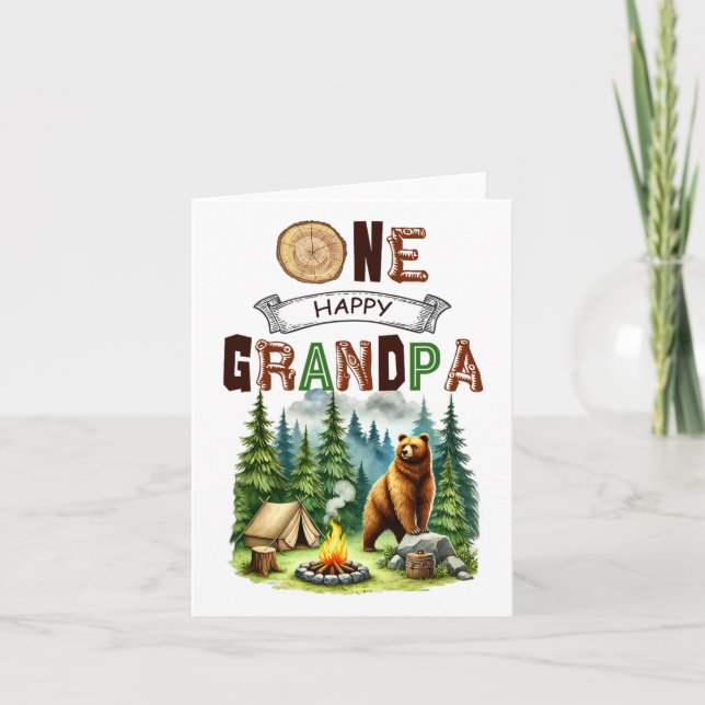 One Happy Grandpa Camper First Birthday Camping Be Card (Front)