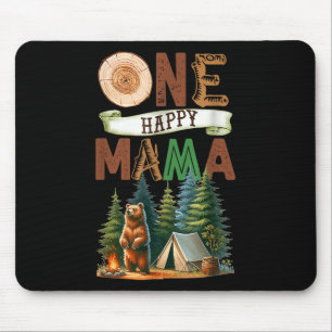 One Happy Mama Camper First Birthday Camping Bear Mouse Pad
