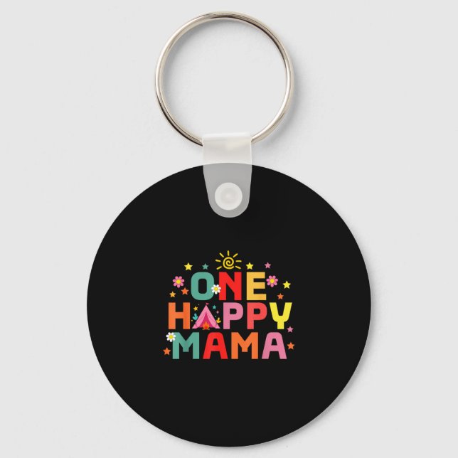 One happy mama camping 1st birthday first trip key ring (Front)