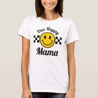 One Happy Mama Yellow Smile Face Birthday Matching