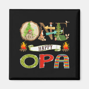 One Happy Opa Camper 1st Birthday Camng Bear Magnet