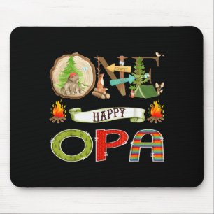 One Happy Opa Camper 1st Birthday Camng Bear  Mouse Pad