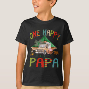 One Happy Papa Camper 1st Birthday Boy Camng Bear  T-Shirt