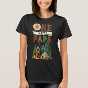 One Happy Papa Camper First Birthday Camping Bear T-Shirt