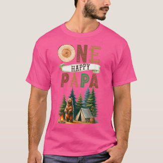 One Happy Papa Camper First Birthday Camping Bear T-Shirt