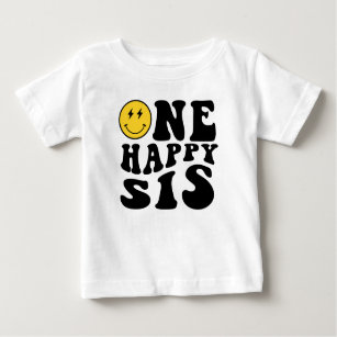 One Happy Sis Smile Boy 1st Birthday Matching  Baby T-Shirt