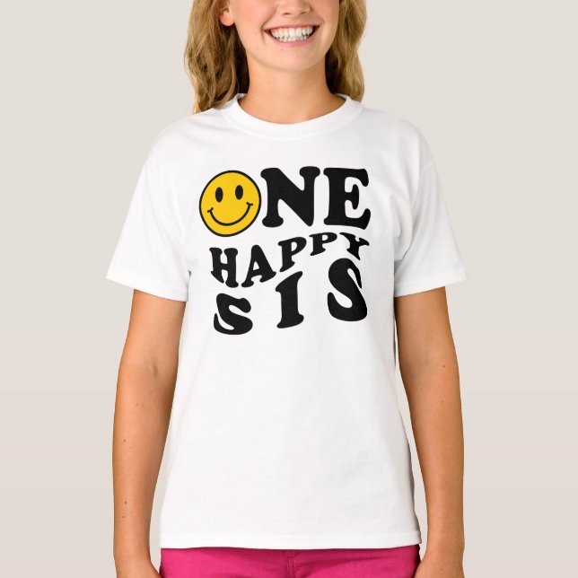 One Happy Sis Yellow Matching One Family Birthday T-Shirt (Front)