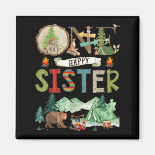 One Happy Sister Camper 1st Birthday Camng Bear Magnet