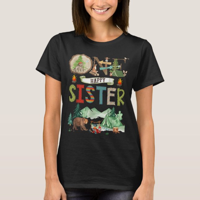 One Happy Sister Camper 1st Birthday Camng Bear  T-Shirt (Front)