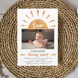 One Happy Sun First Birthday  Invitation