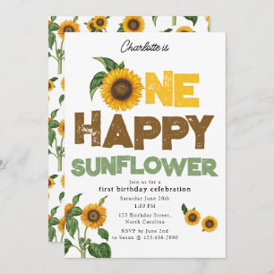 One Happy Sunflower Invite 1st Summer Birthday
