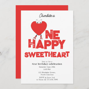 One Happy Sweetheart Invite 1st Girl Birthday