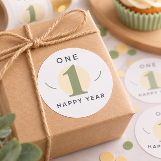 One Happy Year Minimal 1st Birthday Sticker